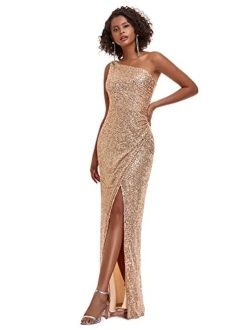 Women's Gliter Side Slit Sleeveless Sequin Evening Formal Party Dress 0116