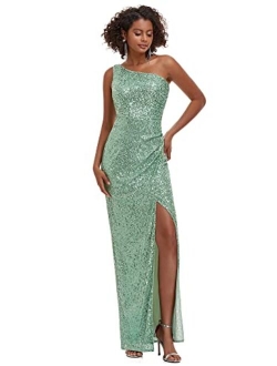 Women's Gliter Side Slit Sleeveless Sequin Evening Formal Party Dress 0116