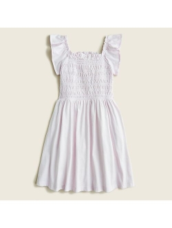 Girls' smocked flutter-shoulder dress