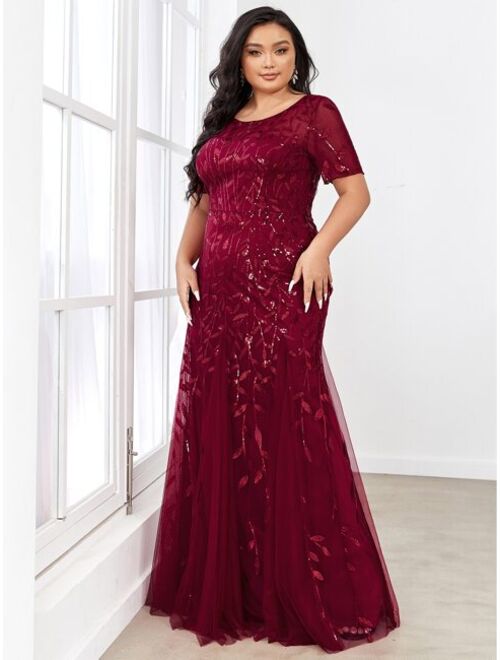 Ever-Pretty Women's Plus Size Embroidery Mermaid Evening Party Maxi Dress 7707PZ