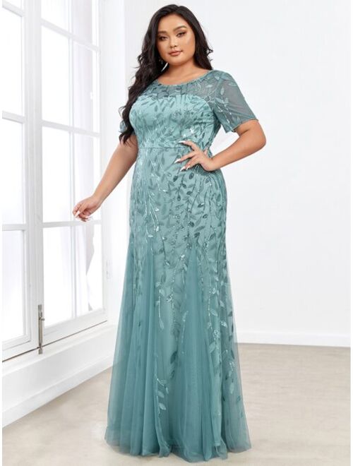 Ever-Pretty Women's Plus Size Embroidery Mermaid Evening Party Maxi Dress 7707PZ