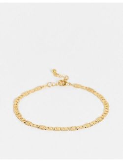 stainless steel figaro chain bracelet in gold tone