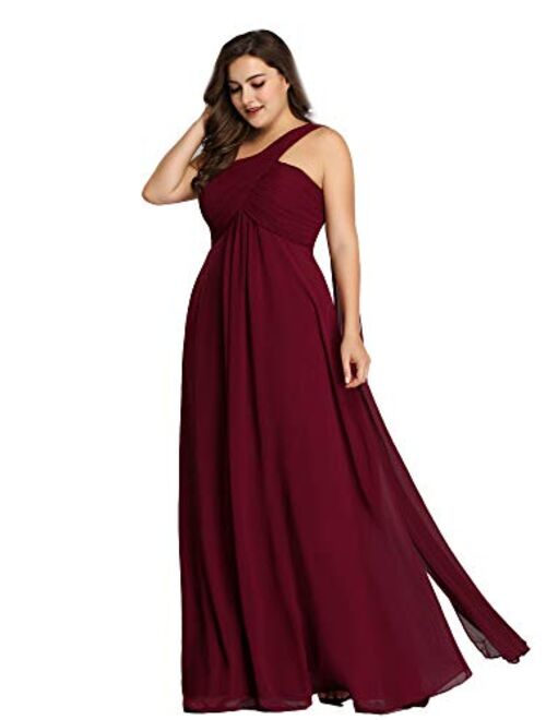 Ever-Pretty Womens Plus Size One Shoulder Ruched Chiffon Bridesmaid Party Dresses 9816PZ