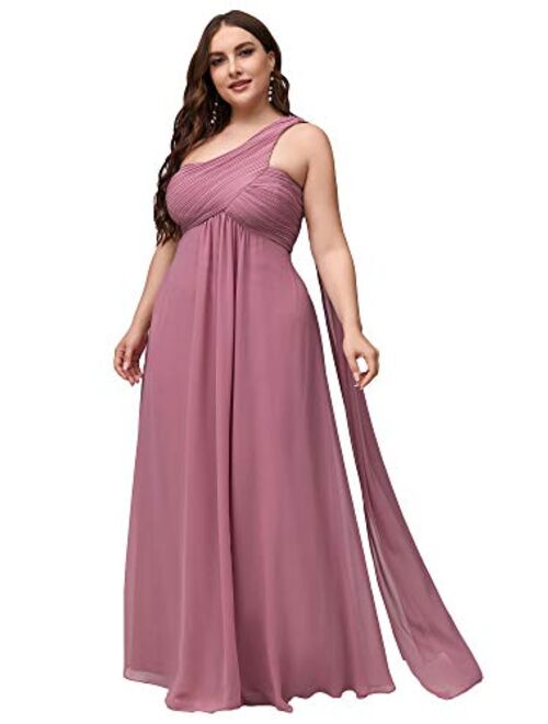 Ever-Pretty Womens Plus Size One Shoulder Ruched Chiffon Bridesmaid Party Dresses 9816PZ