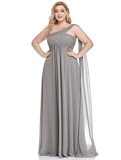 Ever-Pretty Womens Plus Size One Shoulder Ruched Chiffon Bridesmaid Party Dresses 9816PZ