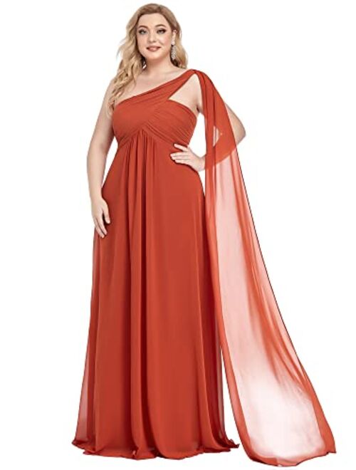 Ever-Pretty Womens Plus Size One Shoulder Ruched Chiffon Bridesmaid Party Dresses 9816PZ