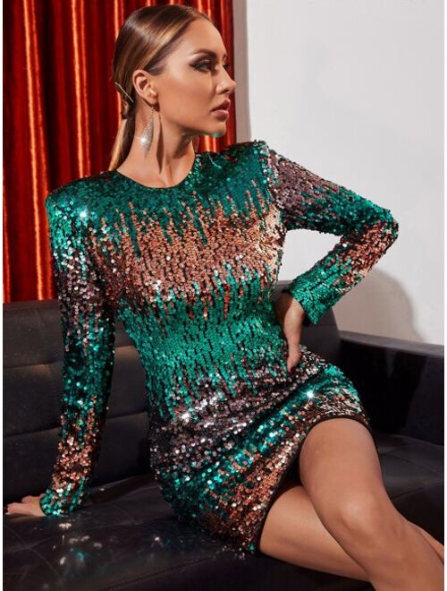 Shein Zip Back Sequin Bodycon Dress