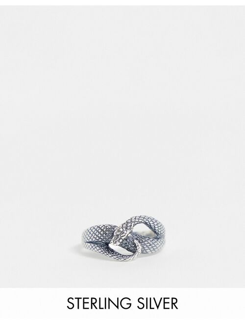 ASOS DESIGN sterling silver ring with wrap around snake design in silver