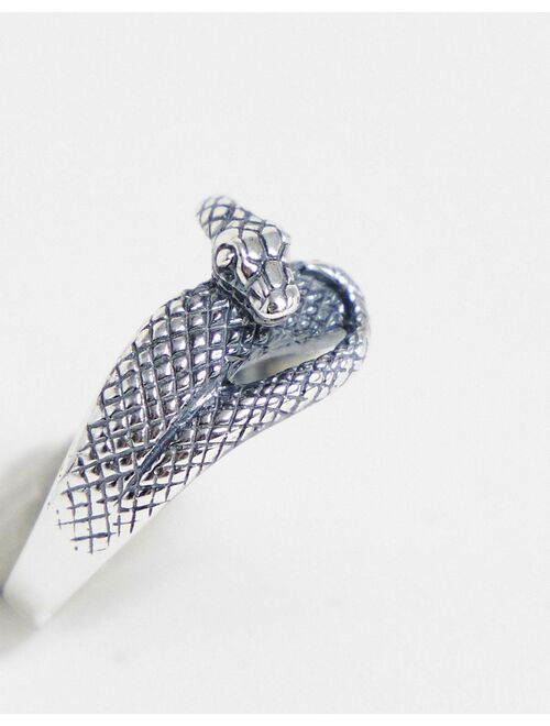 ASOS DESIGN sterling silver ring with wrap around snake design in silver