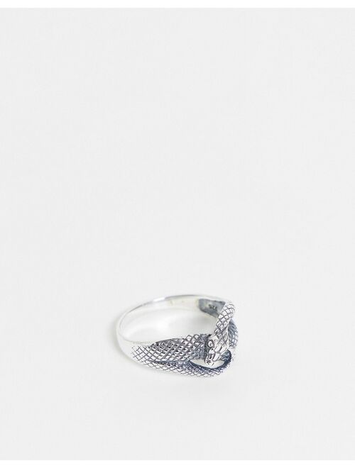 ASOS DESIGN sterling silver ring with wrap around snake design in silver