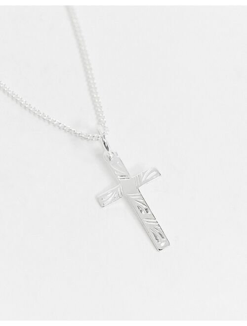 ASOS DESIGN sterling silver necklace with cross pendant