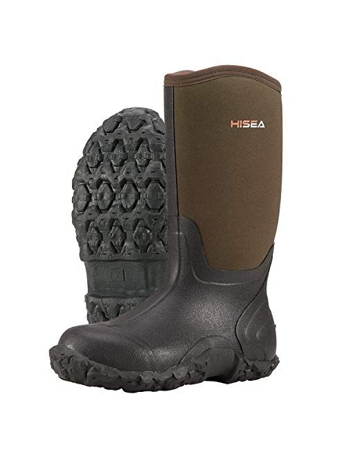 Hisea Men's Mid Rain Boots Waterproof Rubber Boots for Men Muck Mud Boots Outdoor