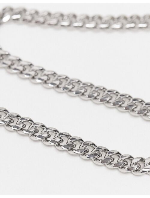 ASOS DESIGN short slim 4mm neckchain in silver tone