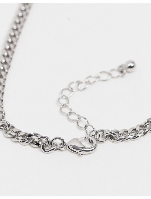 ASOS DESIGN short slim 4mm neckchain in silver tone