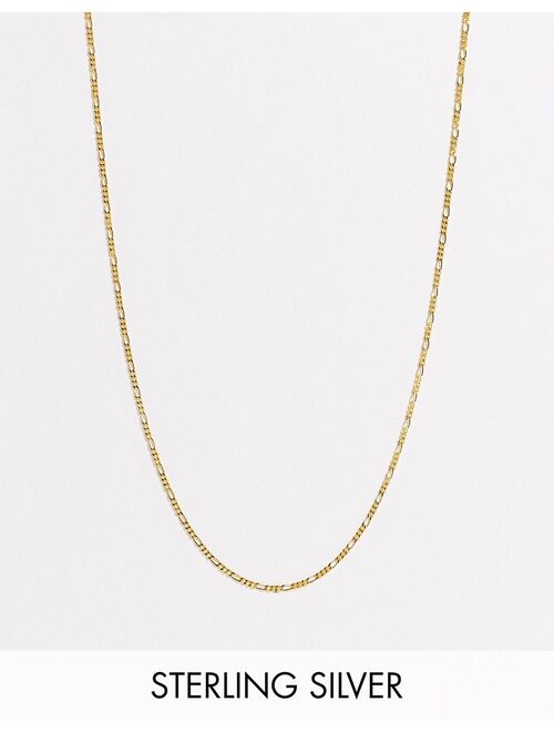 ASOS DESIGN sterling silver vintage figaro neckchain in 14k gold plate