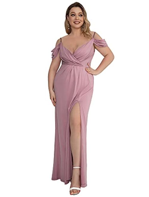 Ever-Pretty Women's Glitter Off-Shoulder Plus Size V-Neck Formal Dress for Evening Party 50088-PZ