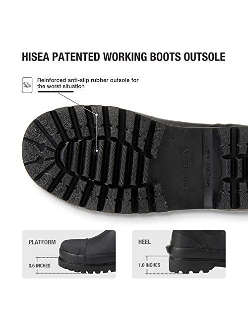 HISEA Men's Work Boots Neoprene Rubber Rain Boots Muck Mud Boots Insulated Outsole