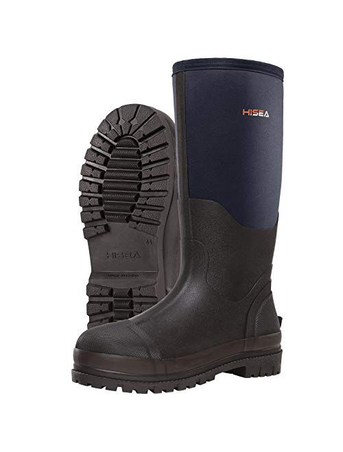 HISEA Men's Work Boots Neoprene Rubber Rain Boots Muck Mud Boots Insulated Outsole