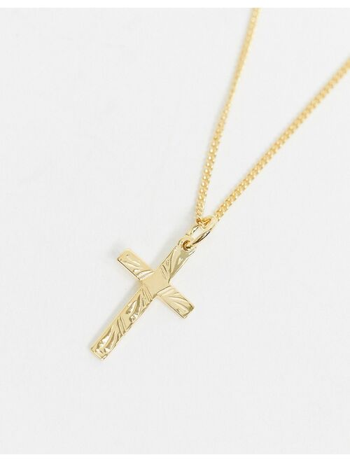 ASOS DESIGN sterling silver cross pendant necklace in 14k gold plate