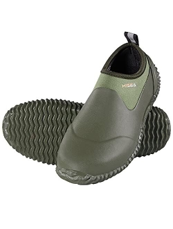 Unisex Rain Shoes Waterproof Rubber Garden Shoes Slip-on Muck Mud Ankle Rain Boots for Women Men with Comfortable Anti-slip Outsole