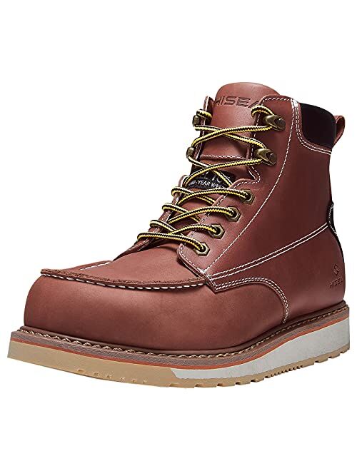 HISEA Work Boots for Men Soft/Steel Toe Boots Breathable EH and Water/Slip Resistant Men's Boots