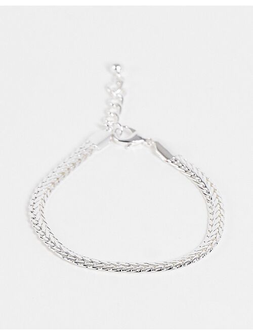 ASOS DESIGN chain bracelet with flat links in real silver plate