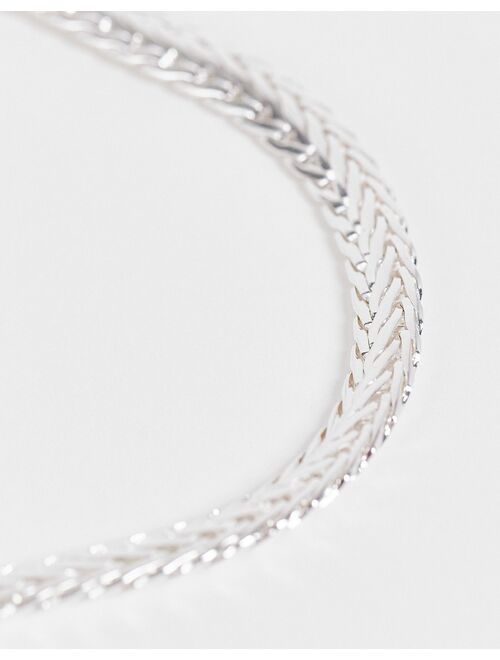 ASOS DESIGN chain bracelet with flat links in real silver plate