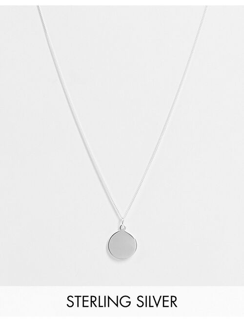 ASOS DESIGN sterling silver neckchain with minimal disc pendant in silver