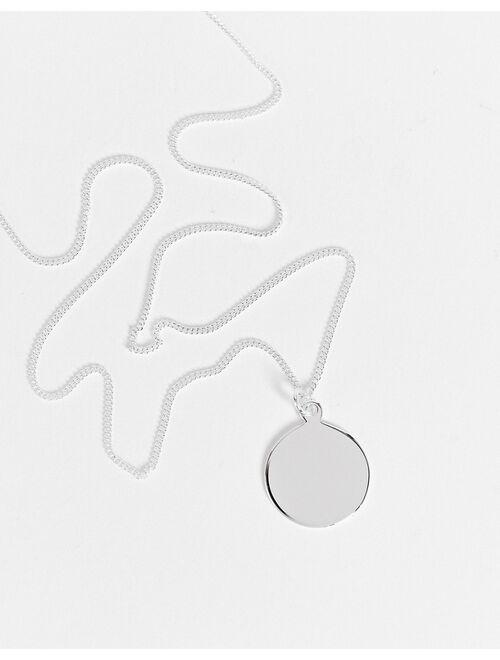 ASOS DESIGN sterling silver neckchain with minimal disc pendant in silver