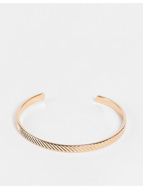 ASOS DESIGN cuff bracelet with texture in gold tone