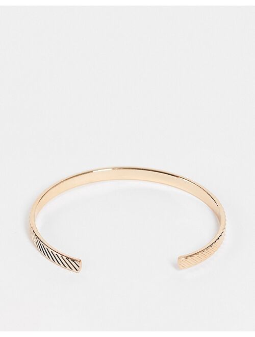 ASOS DESIGN cuff bracelet with texture in gold tone