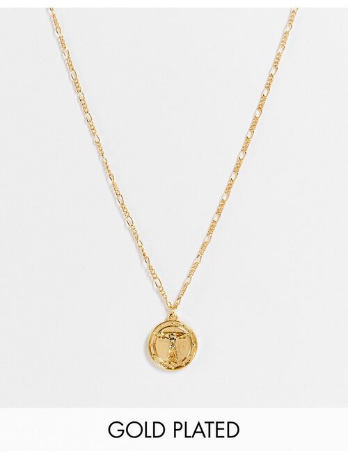 ASOS DESIGN neckchain with vitruvian pendant in 14k gold plate