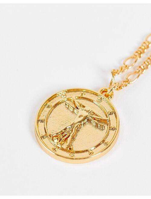 ASOS DESIGN neckchain with vitruvian pendant in 14k gold plate