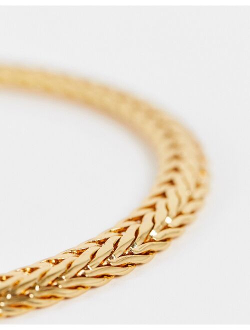 ASOS DESIGN slim chain bracelet with flat links in 14k gold plate