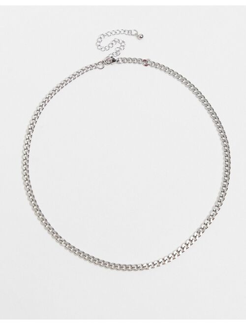 ASOS DESIGN stainless steel short slim 4mm neckchain in silver tone