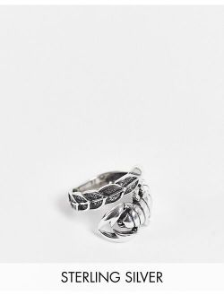 sterling silver ring with wraparound scorpion in burnished silver