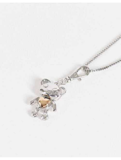 ASOS DESIGN neckchain with 90s metal teddy bear pendant