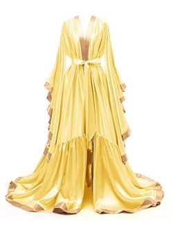 yinyyinhs Long Bridal Robes Shiny Silk Satin Bridesmaid Wedding Bachelorette Party Nightgown Bathrobe