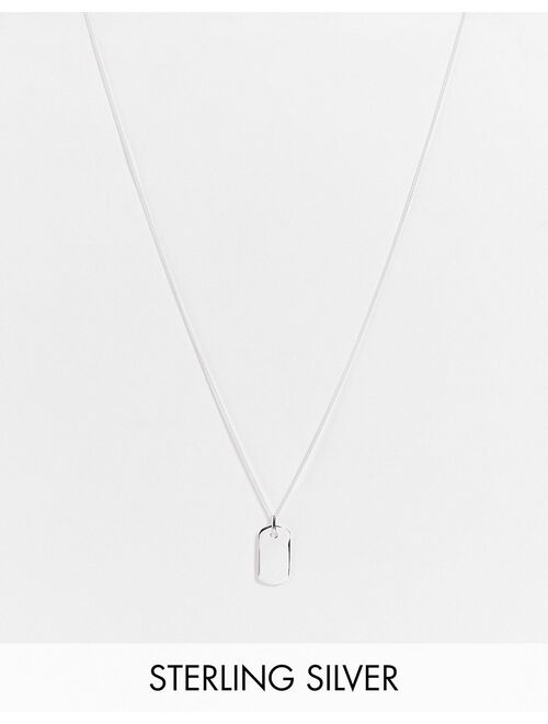 ASOS DESIGN sterling silver neckchain with mini dogtag pendant