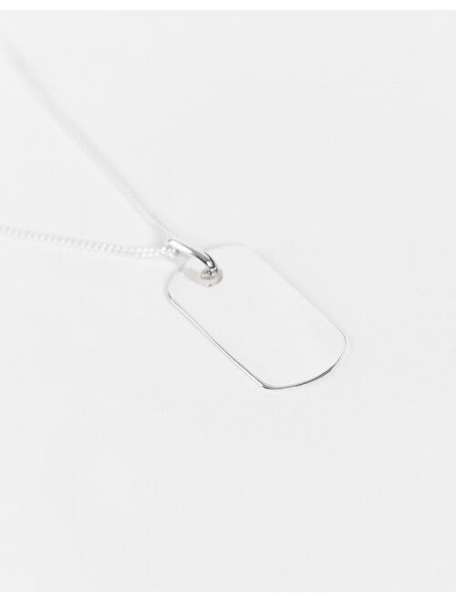 ASOS DESIGN sterling silver neckchain with mini dogtag pendant