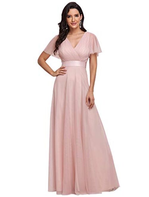 Ever-Pretty Women's Double V-Neck Empire Waist Front Wrap Bridesmaid Dress 7962