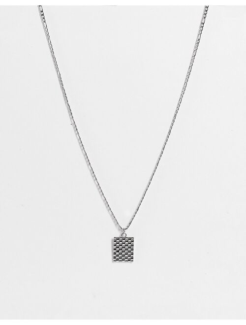 ASOS DESIGN stainless steel neckchain with square emboss pendant in silver tone