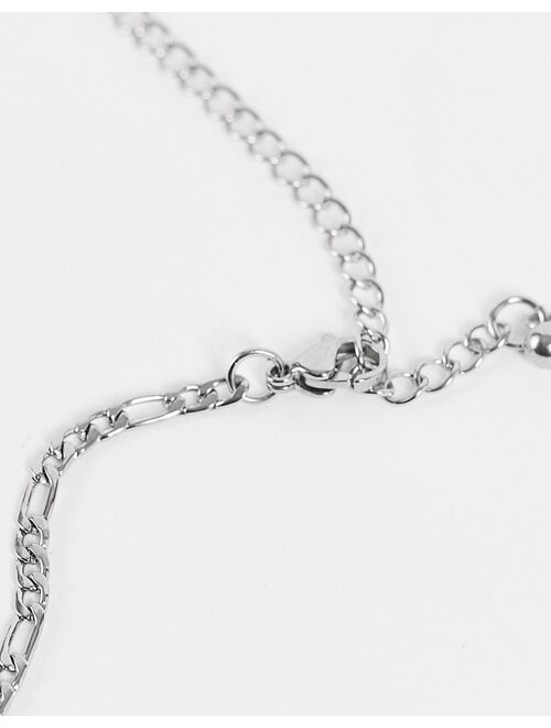 ASOS DESIGN stainless steel neckchain with square emboss pendant in silver tone