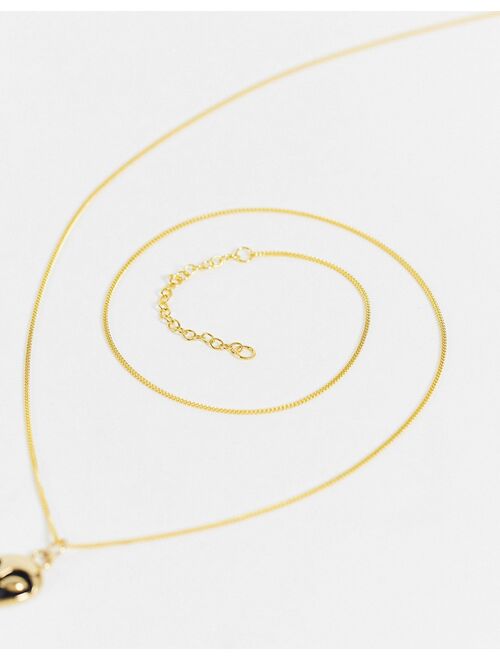 ASOS DESIGN sterling silver neckchain with alien pendant in 14k gold plate