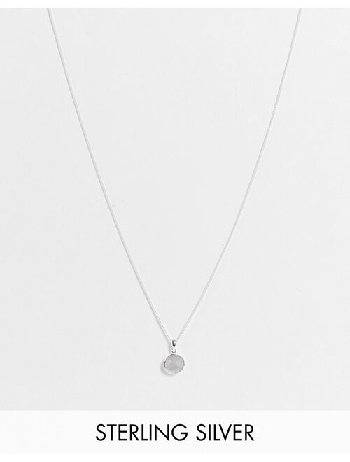 ASOS DESIGN sterling silver neckchain with faux pearl pendant in silver