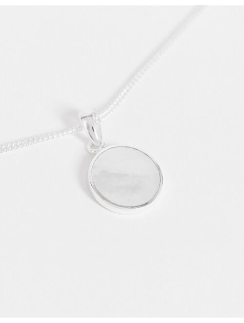 ASOS DESIGN sterling silver neckchain with faux pearl pendant in silver