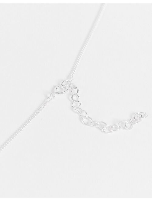 ASOS DESIGN sterling silver neckchain with faux pearl pendant in silver