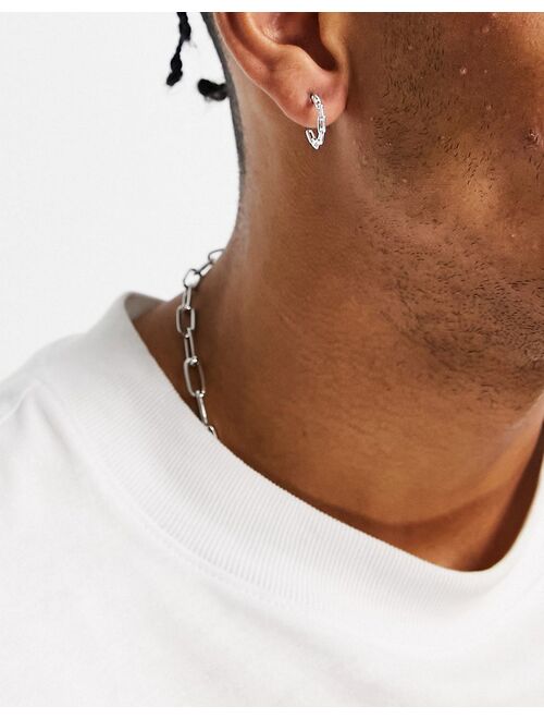 ASOS DESIGN sterling silver 12mm chain hoop earrings in silver