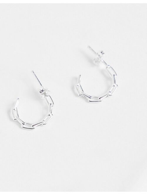 ASOS DESIGN sterling silver 12mm chain hoop earrings in silver