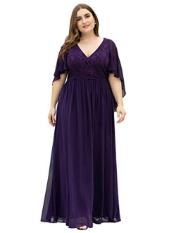 Plus Size Maxi Chiffon Formal Evening Dress Bridesmaid Dress Wedding Guest Dress 0640-PZ